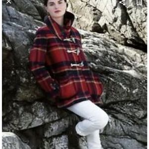 Anthropologie Red Plaid Coat